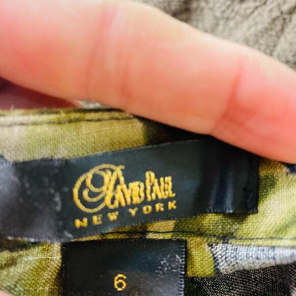 Tropical Elephant Ear Linen Rayon Blend Pant by David Paul Size 6 - Picture 8 of 11